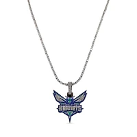 GLD Charlotte Hornets 14K White Gold Logo Pendant & 20" Tennis Chain