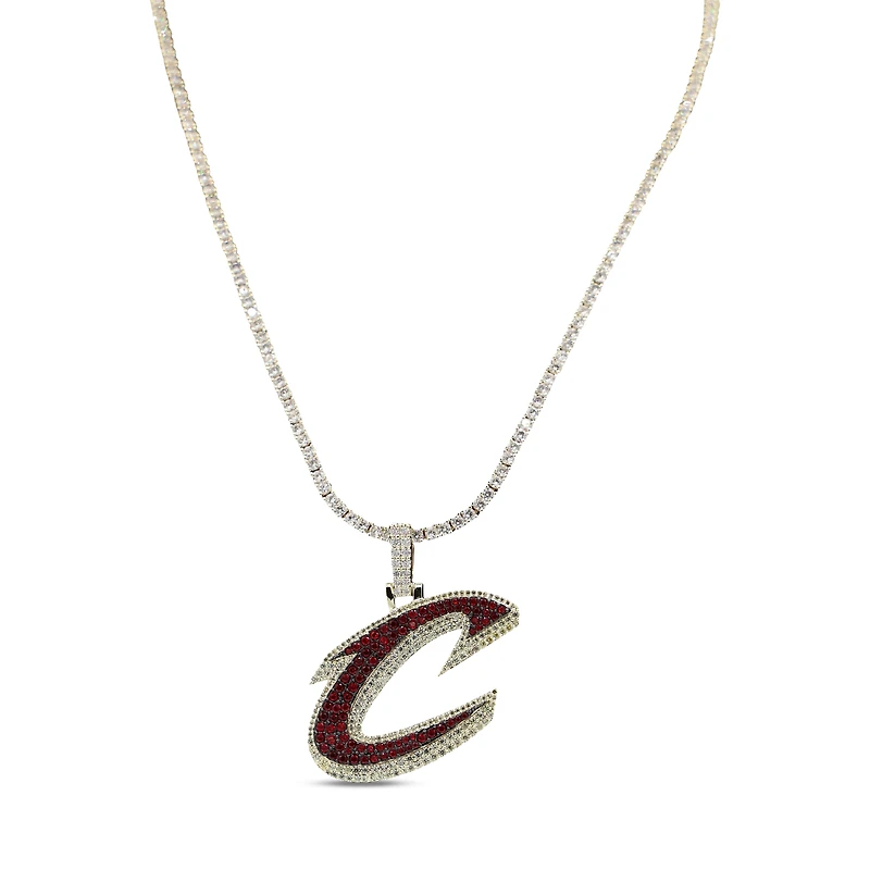 The GLD Shop Cleveland Cavaliers 18K Yellow Gold Logo Pendant & 20" Tennis Chain