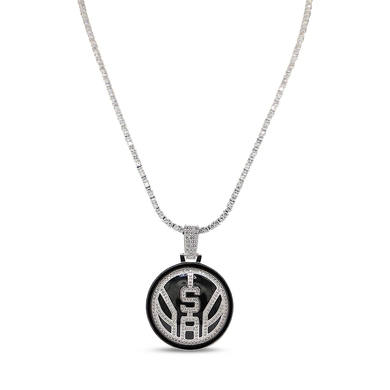 The GLD Shop San Antonio Spurs 14K White Gold Logo Pendant & 20" Tennis Chain