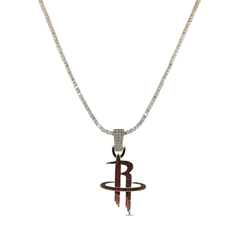 The GLD Shop Houston Rockets 18K Yellow Gold Logo Pendant & 20" Tennis Chain