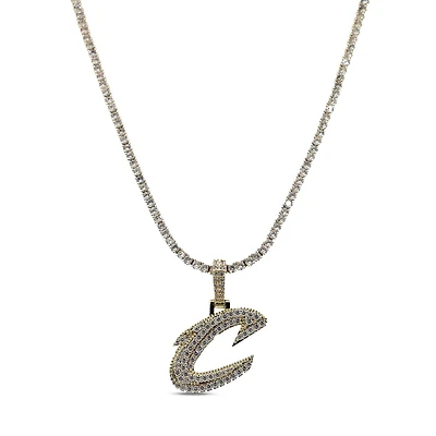 GLD Cleveland Cavaliers 18K Yellow Gold Logo Pendant & 20" Tennis Chain