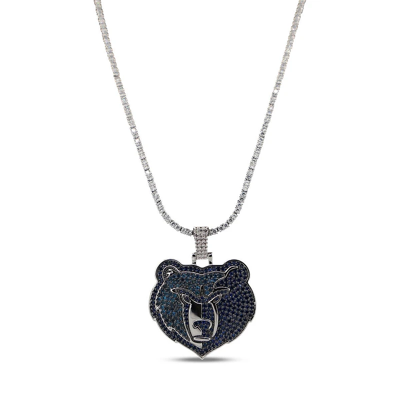 The GLD Shop Memphis Grizzlies 14K White Gold Logo Pendant & 20" Tennis Chain
