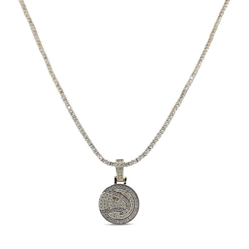 The GLD Shop Atlanta Hawks 18K Yellow Gold Logo Pendant & 20" Tennis Chain