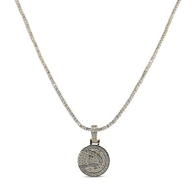 The GLD Shop Atlanta Hawks 18K Yellow Gold Logo Pendant & 20" Tennis Chain