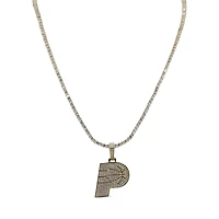 The GLD Shop Indiana Pacers 18K Yellow Gold Logo Pendant & 20" Tennis Chain