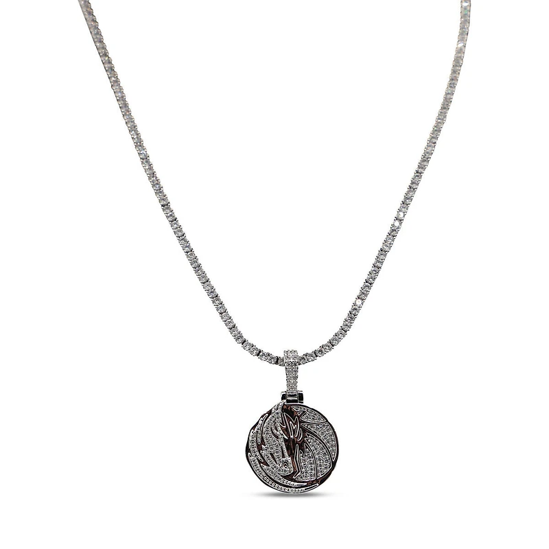 The GLD Shop Dallas Mavericks 14K White Gold Logo Pendant & 20" Tennis Chain