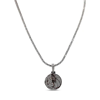 The GLD Shop Dallas Mavericks 14K White Gold Logo Pendant & 20" Tennis Chain
