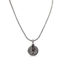 The GLD Shop Dallas Mavericks 14K White Gold Logo Pendant & 20" Tennis Chain