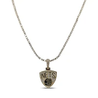 GLD Brooklyn Nets 18K Yellow Gold Logo Pendant & 20" Tennis Chain