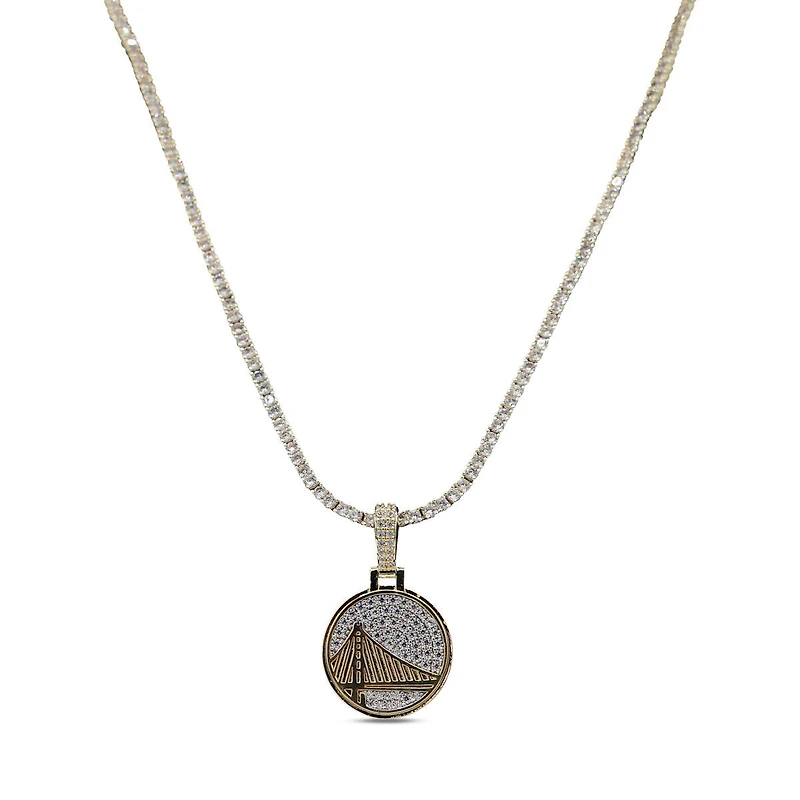 The GLD Shop Golden State Warriors 18K Yellow Gold Logo Pendant & 20" Tennis Chain