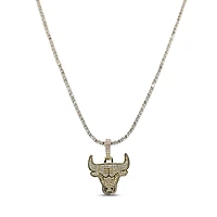 The GLD Shop Chicago Bulls 18K Yellow Gold Logo Pendant & 20" Tennis Chain
