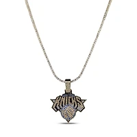 The GLD Shop New York Knicks 18K Yellow Gold Logo Pendant & 20" Tennis Chain