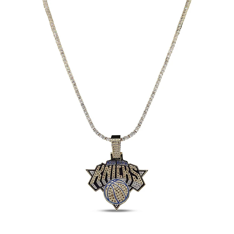 The GLD Shop New York Knicks 18K Yellow Gold Logo Pendant & 20" Tennis Chain