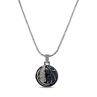 The GLD Shop Dallas Mavericks 14K White Gold Logo Pendant & 20" Tennis Chain