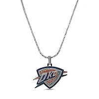 GLD Oklahoma City Thunder 14K White Gold Logo Pendant & 20" Tennis Chain