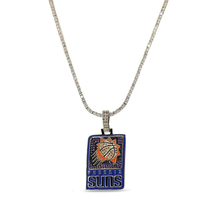 GLD Phoenix Suns 18K Yellow Gold Logo Pendant & 20" Tennis Chain