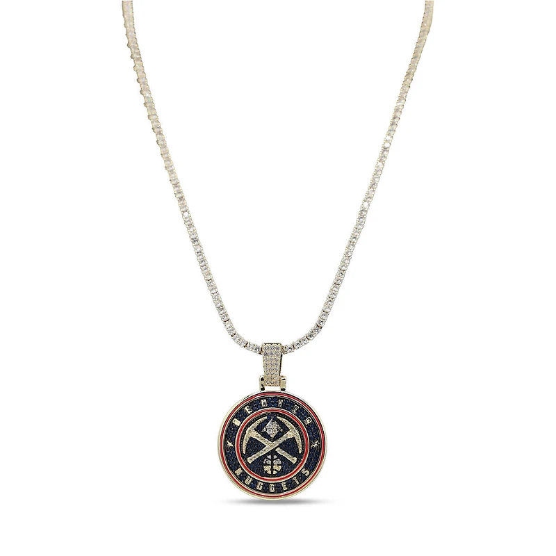 The GLD Shop Denver Nuggets 18K Yellow Gold Logo Pendant & 20" Tennis Chain