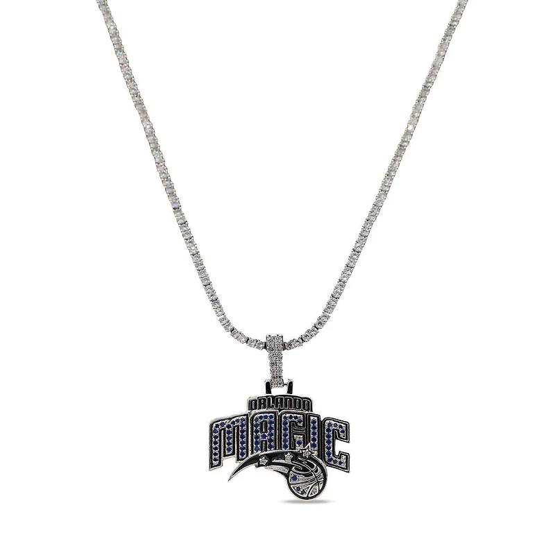 GLD Orlando Magic 14K White Gold Logo Pendant & 20" Tennis Chain