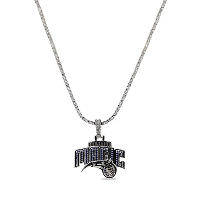 GLD Orlando Magic 14K White Gold Logo Pendant & 20" Tennis Chain