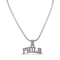 The GLD Shop Philadelphia 76ers 14K White Gold Logo Pendant & 20" Tennis Chain