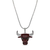 GLD Chicago Bulls 14K White Gold Logo Pendant & 20" Tennis Chain