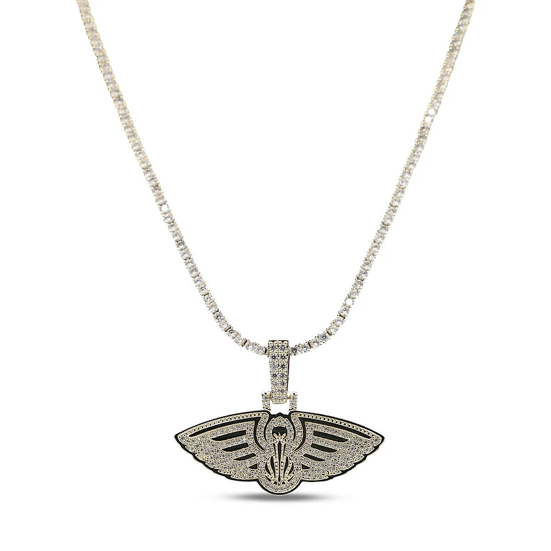 GLD New Orleans Pelicans 18K Yellow Gold Logo Pendant & 20" Tennis Chain