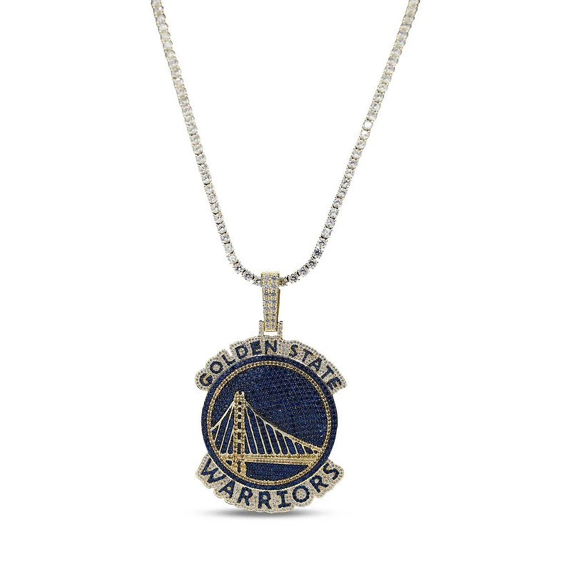 GLD Golden State Warriors 18K Yellow Gold Logo Pendant & 20" Tennis Chain