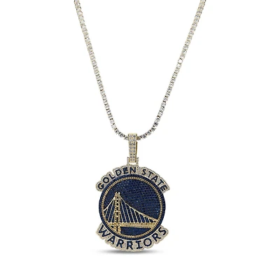 GLD Golden State Warriors 18K Yellow Gold Logo Pendant & 20" Tennis Chain