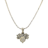 GLD New York Knicks 18K Yellow Gold Logo Pendant & 20" Tennis Chain