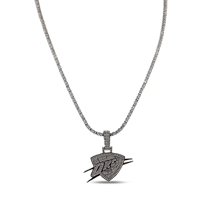 The GLD Shop Oklahoma City Thunder 14K White Gold Logo Pendant & 20" Tennis Chain