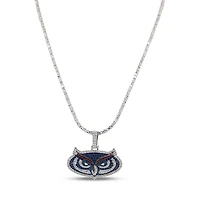 The GLD Shop Florida Atlantic Owls 14K White Gold Logo Pendant & 20" Tennis Chain