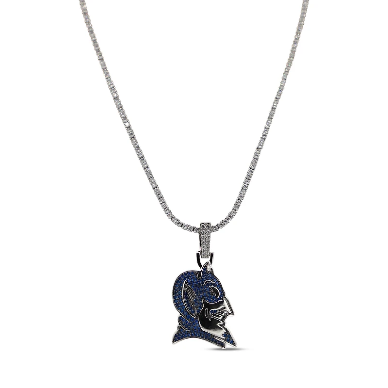 The GLD Shop Duke Blue Devils 14K White Gold Logo Pendant & 20" Tennis Chain