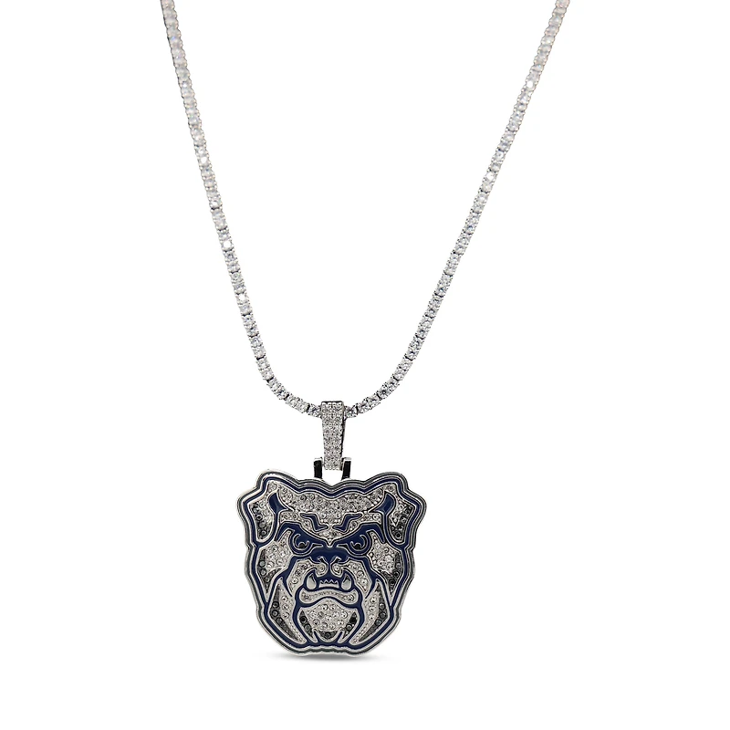 The GLD Shop Butler Bulldogs 14K White Gold Logo Pendant & 20" Tennis Chain