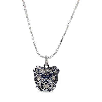 The GLD Shop Butler Bulldogs 14K White Gold Logo Pendant & 20" Tennis Chain
