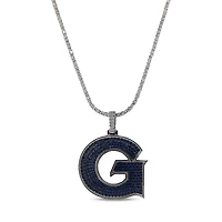 The GLD Shop Georgetown Hoyas 14K White Gold Logo Pendant & 20" Tennis Chain