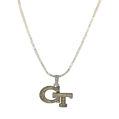 The GLD Shop Georgia Tech Yellow Jackets 18K Yellow Gold Logo Pendant & 20" Tennis Chain