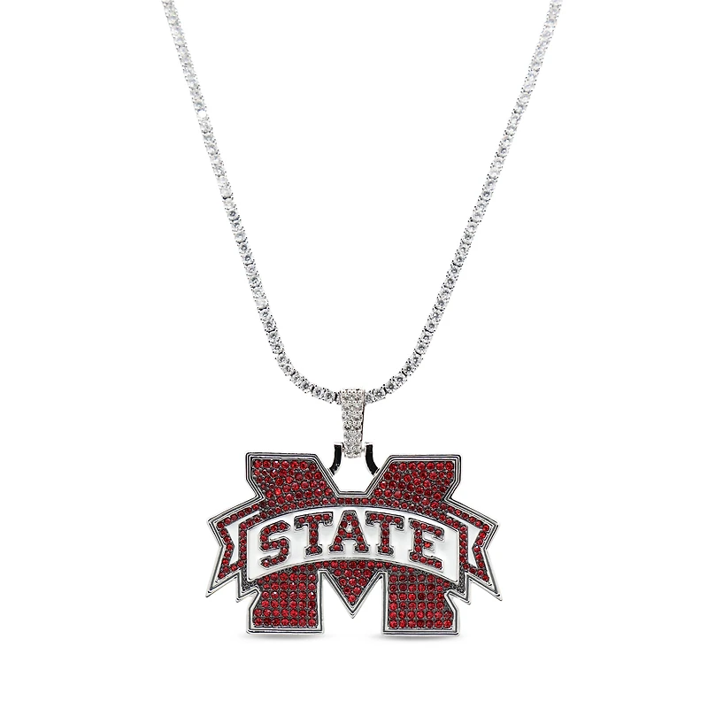 The GLD Shop Mississippi State Bulldogs 14K White Gold Logo Pendant & 20" Tennis Chain