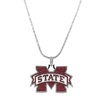 The GLD Shop Mississippi State Bulldogs 14K White Gold Logo Pendant & 20" Tennis Chain