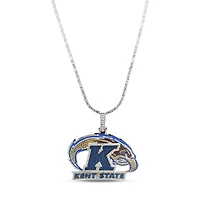 GLD Kent State Golden Flashes 14K White Gold Logo Pendant & 20" Tennis Chain