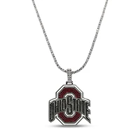 GLD Ohio State Buckeyes 14K White Gold Logo Pendant & 20" Tennis Chain