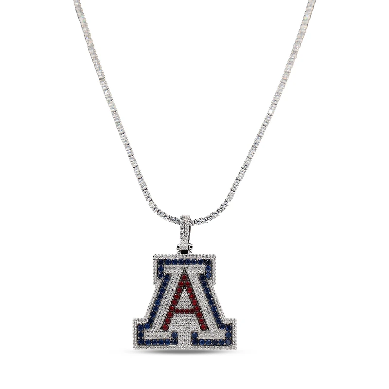 The GLD Shop Arizona Wildcats 14K White Gold Logo Pendant & 20" Tennis Chain