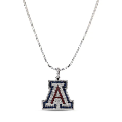 The GLD Shop Arizona Wildcats 14K White Gold Logo Pendant & 20" Tennis Chain