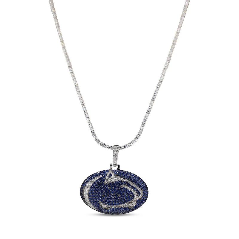 The GLD Shop Penn State Nittany Lions 14K White Gold Logo Pendant & 20" Tennis Chain