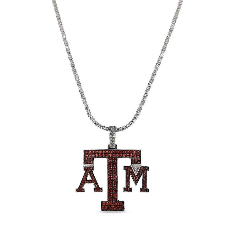 The GLD Shop Texas A&M Aggies 14K White Gold Logo Pendant & 20" Tennis Chain