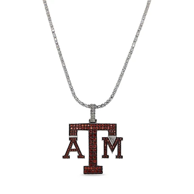 The GLD Shop Texas A&M Aggies 14K White Gold Logo Pendant & 20" Tennis Chain