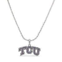 The GLD Shop TCU Horned Frogs 14K White Gold Logo Pendant & 20" Tennis Chain