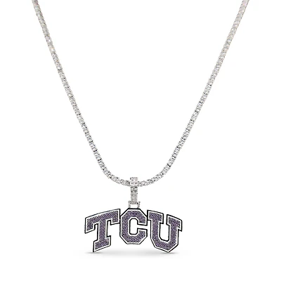 The GLD Shop TCU Horned Frogs 14K White Gold Logo Pendant & 20" Tennis Chain