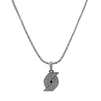 GLD Portland Trail Blazers 14K White Gold Logo Pendant & 20" Tennis Chain