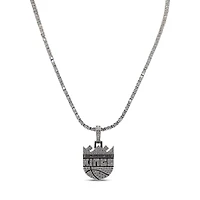 GLD Sacramento Kings 14K White Gold Logo Pendant & 20" Tennis Chain