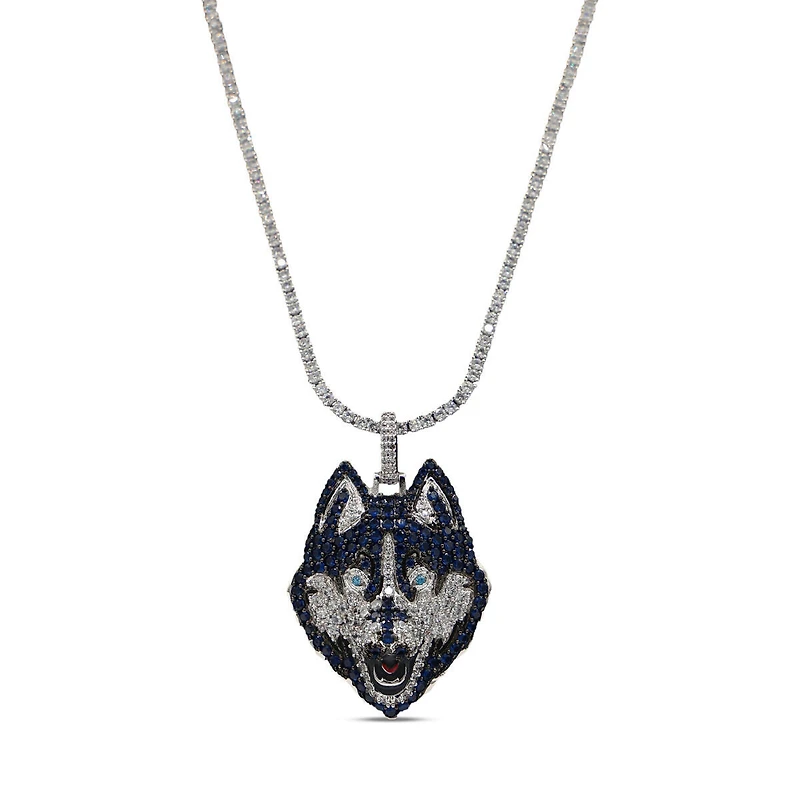The GLD Shop UConn Huskies 14K White Gold Logo Pendant & 20" Tennis Chain